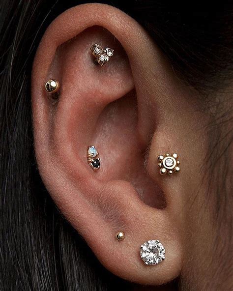 unique multiple ear piercing ideas  jewels tragus stud cartilage