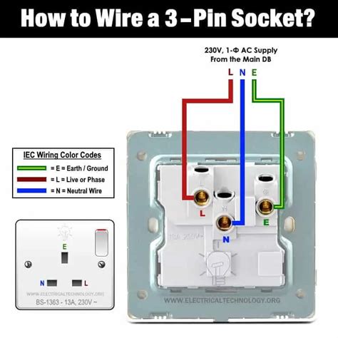 wire  uk  pin switch socket wiring  bs socket