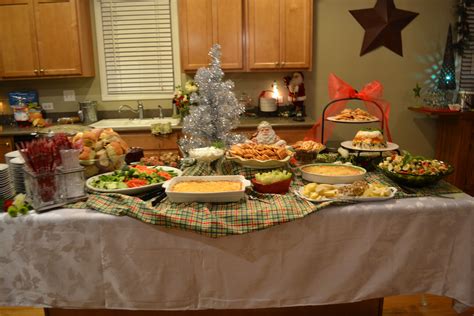 table full  food  front   christmas tree   holiday