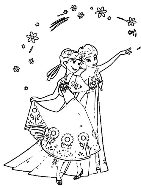 frozen fever anna elsa coloring page wecoloringpage