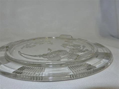 Vintage Clear Sharon Rose Pattern Footed Cake Plate By