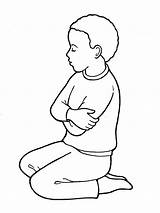 Kneeling Praying Child Clipart Prayer Coloring Boy Lds Pages Drawing People Kneel Printable Young Cliparts Children Color Little Primary Library sketch template
