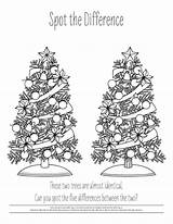 Coloring December Christmas Pages Holiday Difference Printable Spot Printables Tree Match Trees Colouring Kids sketch template