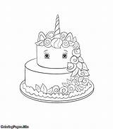 Unicorn Coloring Cake Pages Kids Print Cute Birthday Color Rainbow Cupcake Drawing Drawings Coloringpages Site sketch template