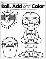 Summer Color Number Kindergarten Worksheets Preschool Activities Review Kids Printable Coloring Fun Printables Activity Math Roll School Pages Add End sketch template