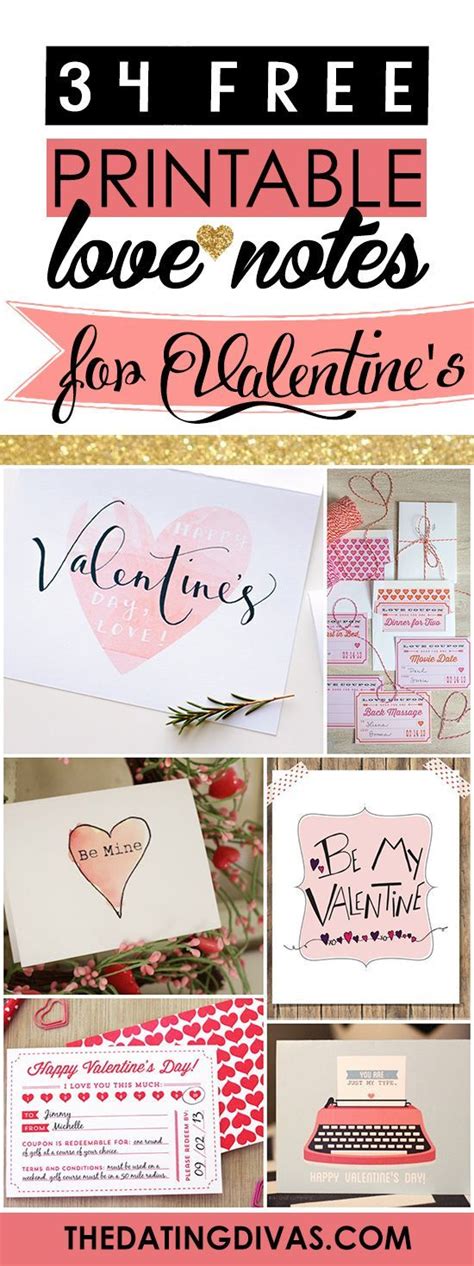 printable love notes    dating divas valentines