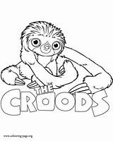 Croods Coloring Pages Belt Drawing Sloth Colouring Dinokids Guy Movie Printable Awesome Print Character Cartoon Adult Kids Sheets Choose Board sketch template