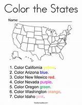 States Coloring Color Usa Kids Worksheets Noodle Capitals Grade Studies Social Twistynoodle California Twisty 2nd Geography Print Built sketch template