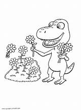 Coloring Pages Buddy Picking Flowers Dinosaur Printable Animated Series Train sketch template