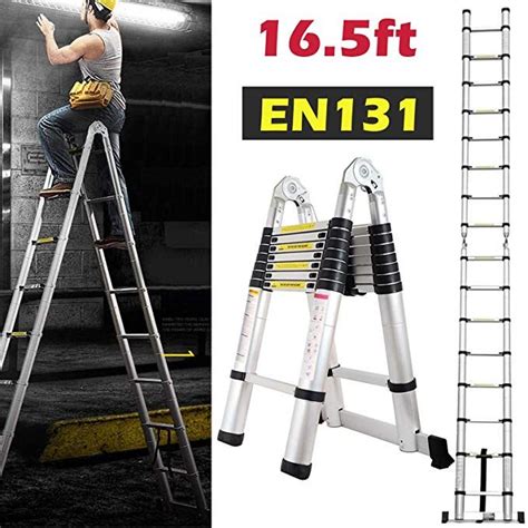 ft aluminum telescoping extension ladder lbs max capacity