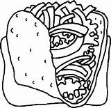 Comida Colorir Lebensmittel Coloriages Tortilla Speisen Colouring Alimentos Verschiedene Nourriture Chatarra Tacos Disegni Alimenti Rapida Broodje Kebab Coloringhome Kebabs Platos sketch template