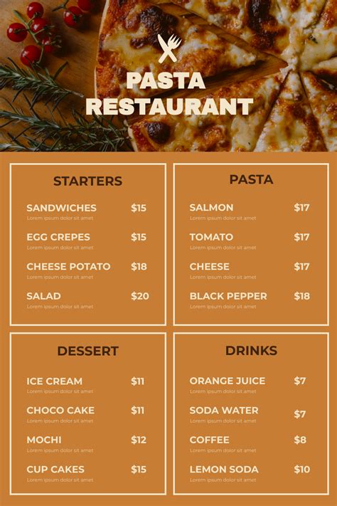 simple restaurant menu template