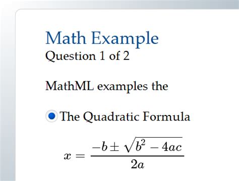 math equations  quizzes question writer html supports math
