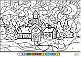 Winter Number Color Coloring Town Pages Printable Christmas Numbers Worksheets Colouring Supercoloring Adults Adult Sheets Dot Puzzle Nature sketch template