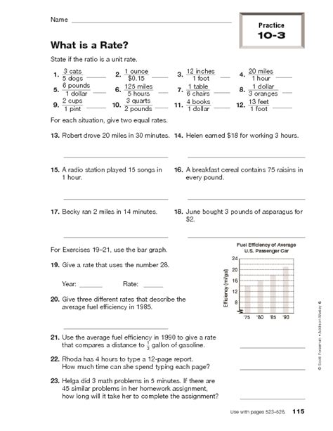 rate practice sheet worksheet    grade lesson planet