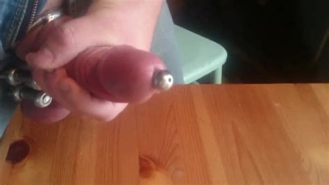 cum with penis plug and ballstretcher masturbation