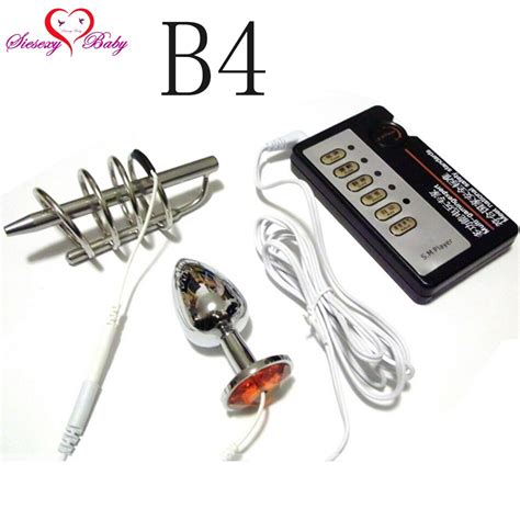 b4 anal electro plug electric shock four rings penis plug medical