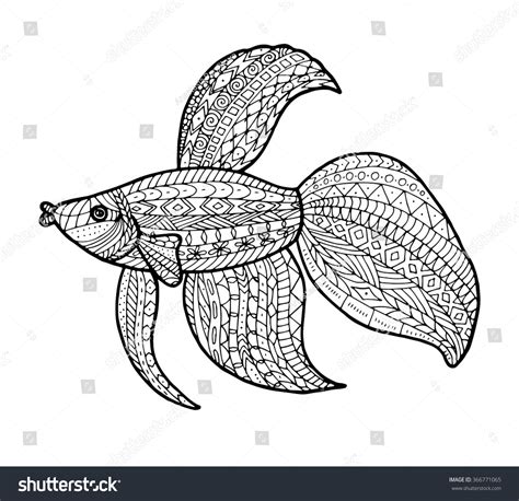 vector fish tropical illustration adult coloring stock vector
