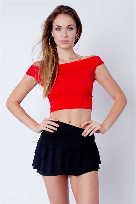 Red Bardot Off Shoulder Bandeau Crop Top Fashion Modamore