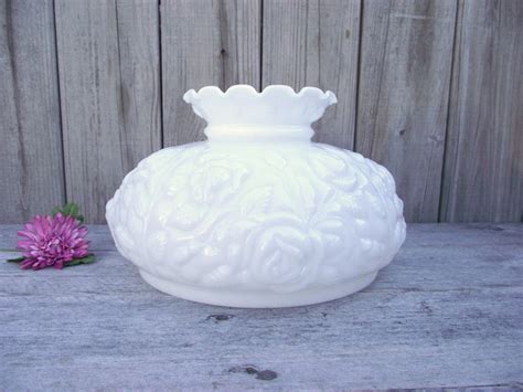 Antique Milk Glass Fenton Embossed Roses Parlor Lamp Shade Etsy