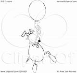 Floating Balloon Outline Coloring Away Dog Illustration Royalty Djart Clip Vector Clipart sketch template