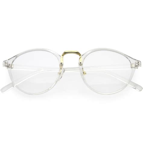 vintage inspired horned rim metal bridge p3 clear lens glasses