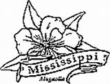 Coloring State Mississippi Pages Flowers Flower Kids Magnolia sketch template