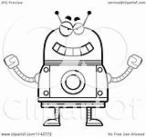 Robot Evil Cartoon Clipart Vector Coloring Outlined Thoman Cory Royalty sketch template