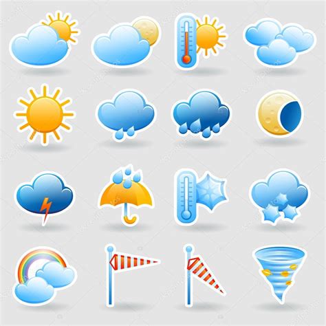 weather forecast symbols weather forecast symbols icons set stock vector  macrovector