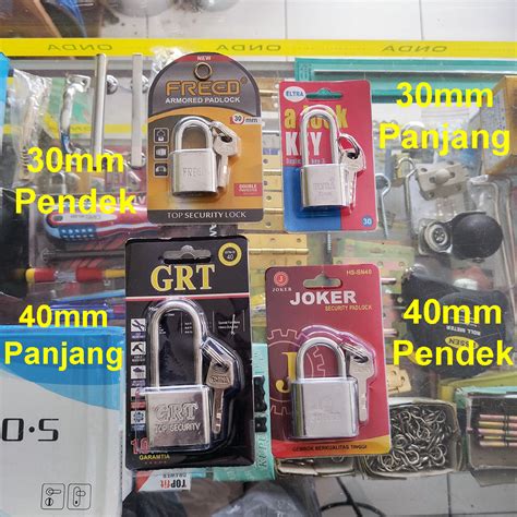 gembok leher pendek warna silver ukuran mm padlock