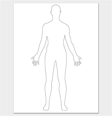 human body outline template  printable worksheets samples