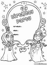 Prinzessin Geburtstagsparty Einladung Ausmalen Party Hellokids Farben sketch template