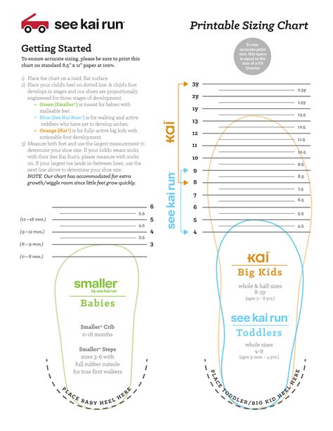 printable baby shoe size chart templates  allbusinesstemplatescom