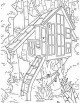Coloring House Pages Tree Printable Adult Kids Treehouse Boomhutten Colouring Kleurplaten Adults Fun Sheets Print Catan Pat Color Books Buildings sketch template