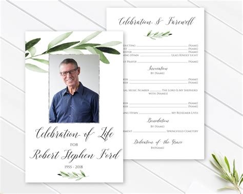 downloadable  printable celebration  life program template web creating  funeral pamphlet