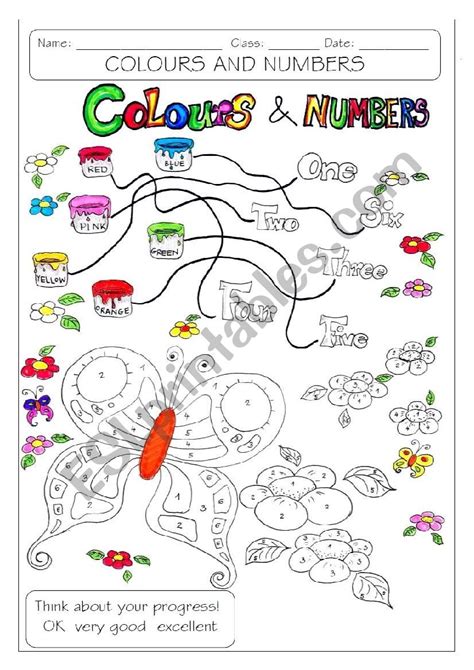 colours  numbers esl worksheet  makigi