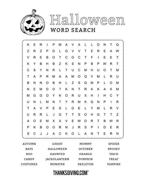 fun  printable halloween word search