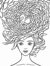 Coloring Pages Hair Adult Crazy Beautiful Adults sketch template