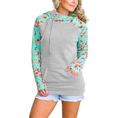 Printed Floral Hoodies Women 2017 Autumn Winter New Fashion Casual Gray