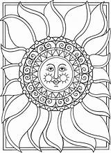 Coloring Moon Sun Pages Stars Adult Printable Eclipse Mandala Drawing Books Solar Adults Colouring Color Phases Celestial Sheets Star Book sketch template