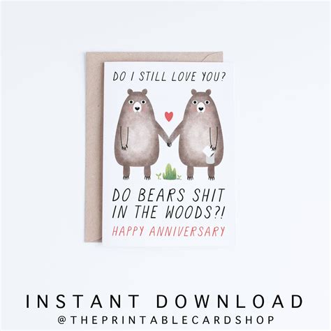 printable anniversary cards instant  funny