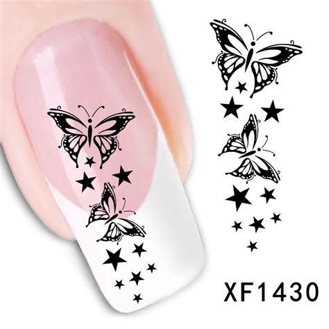 butterfly design water transfer nails art sticker decals lady women