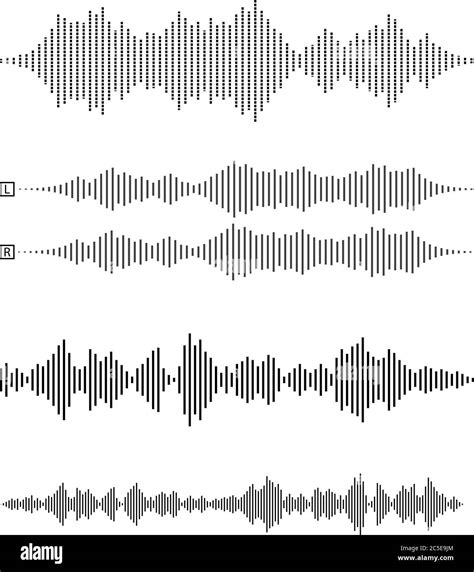 set  audio waveforms  sound waves speech noise   symbol vector illustration stock