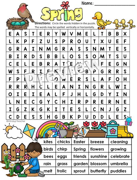 spring word search easy puzzle ready     teachers