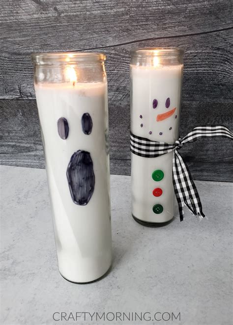 reversible dollar tree candles ghost snowman crafty