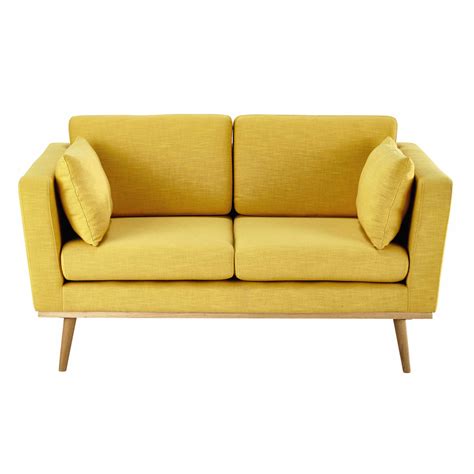 seater fabric sofa  yellow timeo maisons du monde