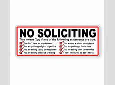 No Soliciting Vinyl Decal / Sticker / Label Solicitors Solicit Sign