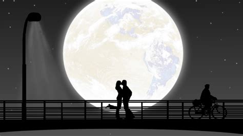 1920x1080 Full Moon Night Couple Kiss Laptop Full Hd 1080p