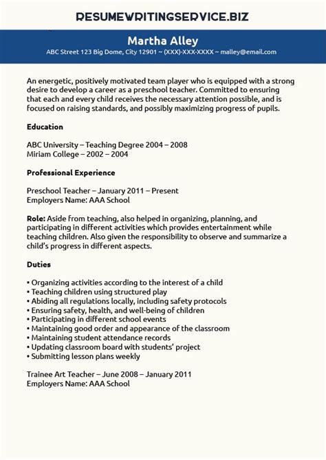 preschool teacher resume sample preschool teacher resume teacher