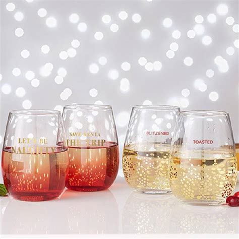 Christmas Quote Stemless Wine Glass Set By Posh Totty